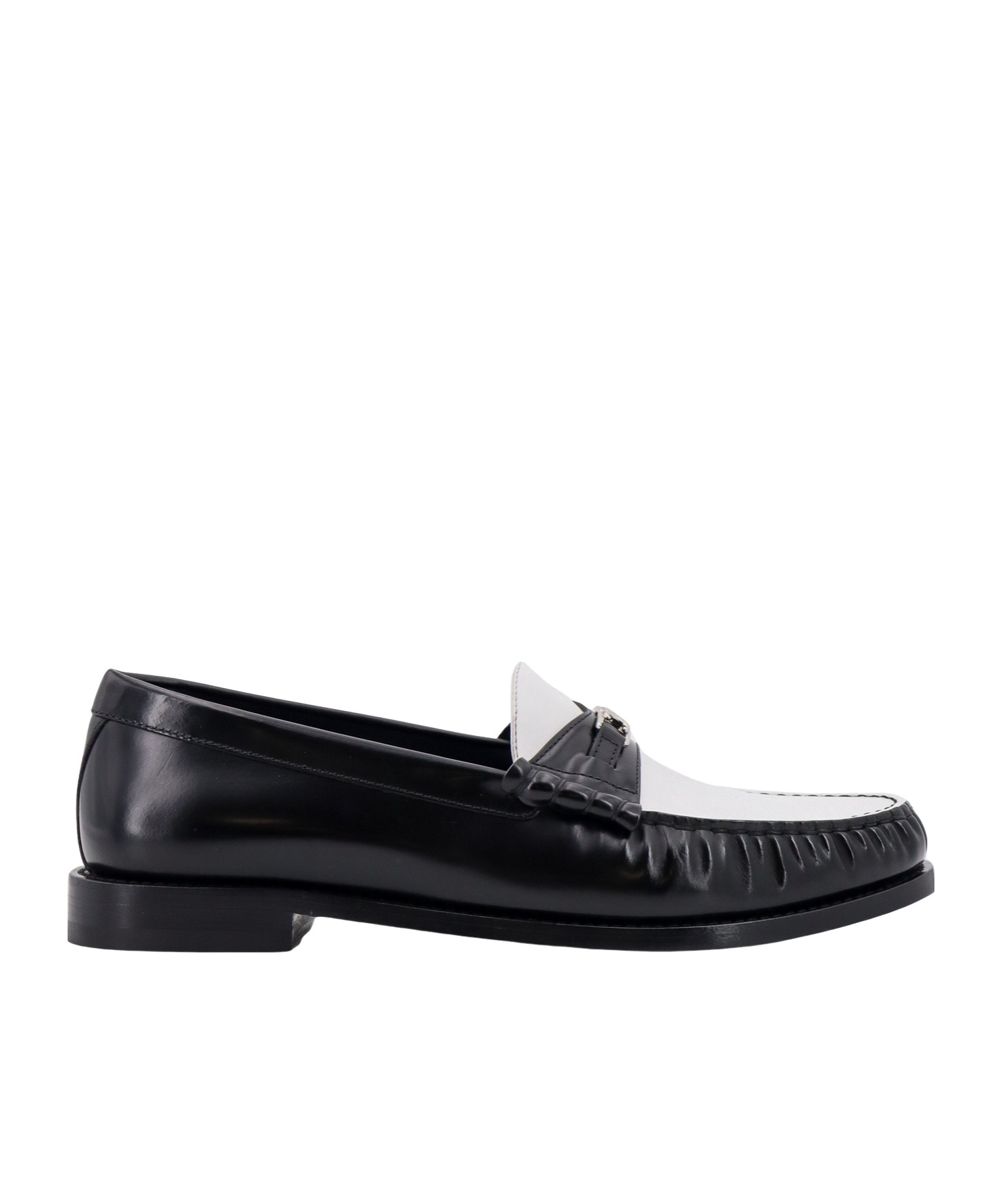 Celine Men Vivienne Leather Loafer With Perforated Triomphe Logo In Animal Print