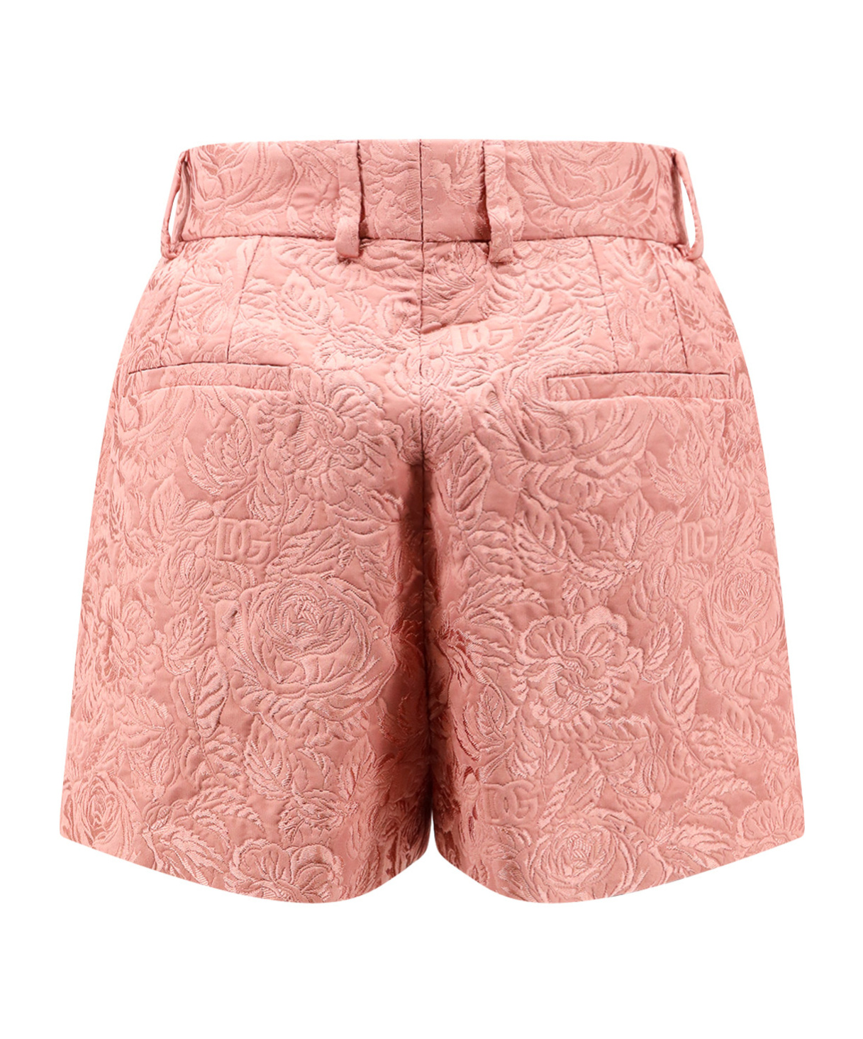 Dolce & Gabbana Embossed Embroidery Cotton Silk Blend Shorts In Pink