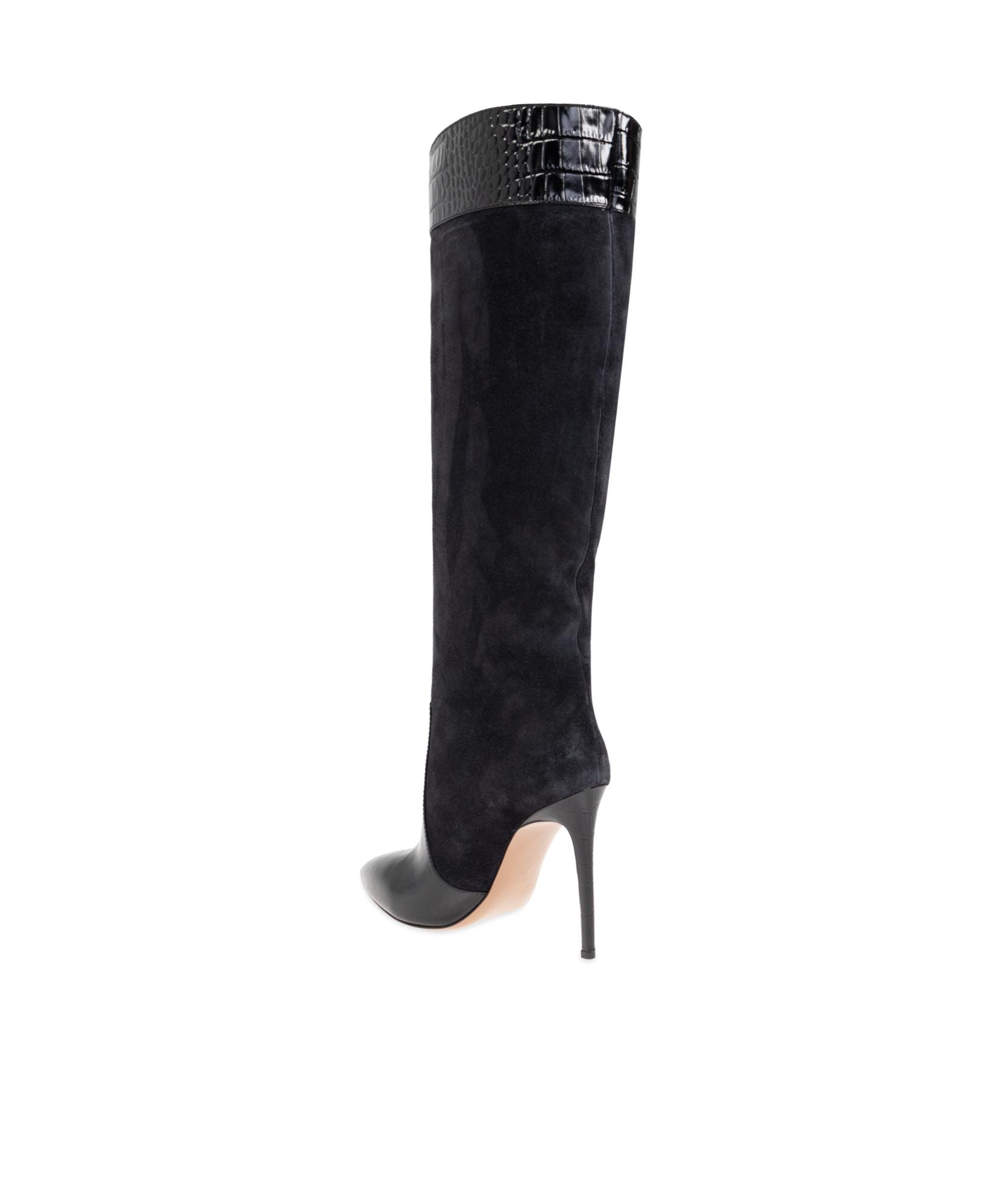 Shop Paris Texas Embossed Point-toe Stiletto Boots In Black