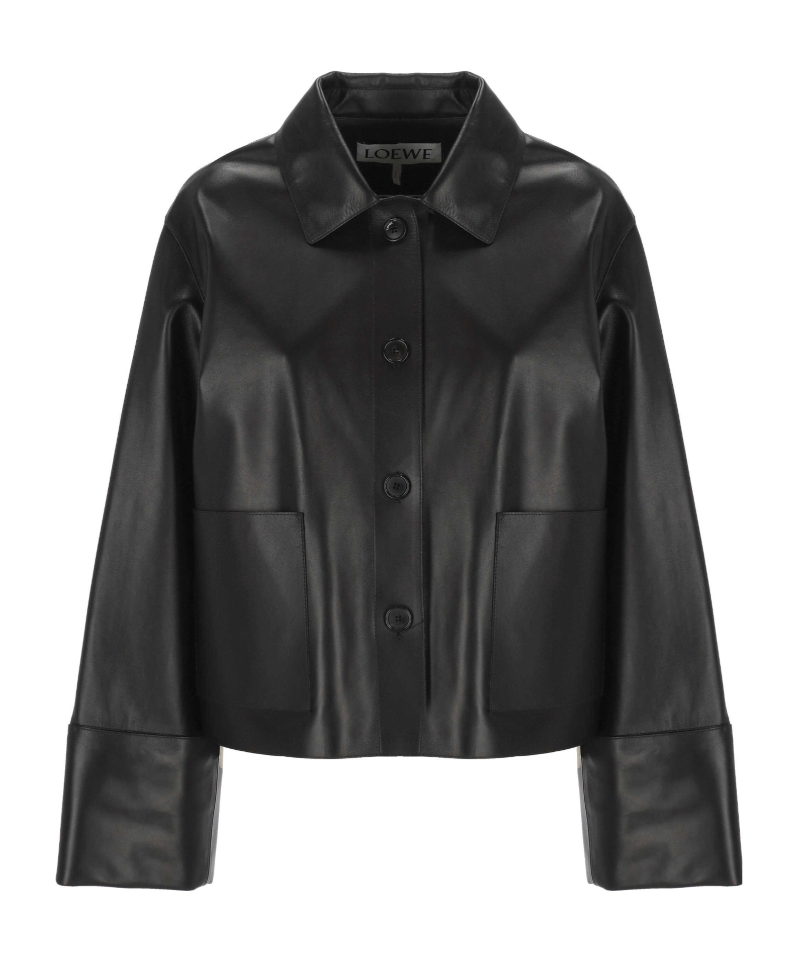 Loewe Long-sleeved Leather Jacket In Black