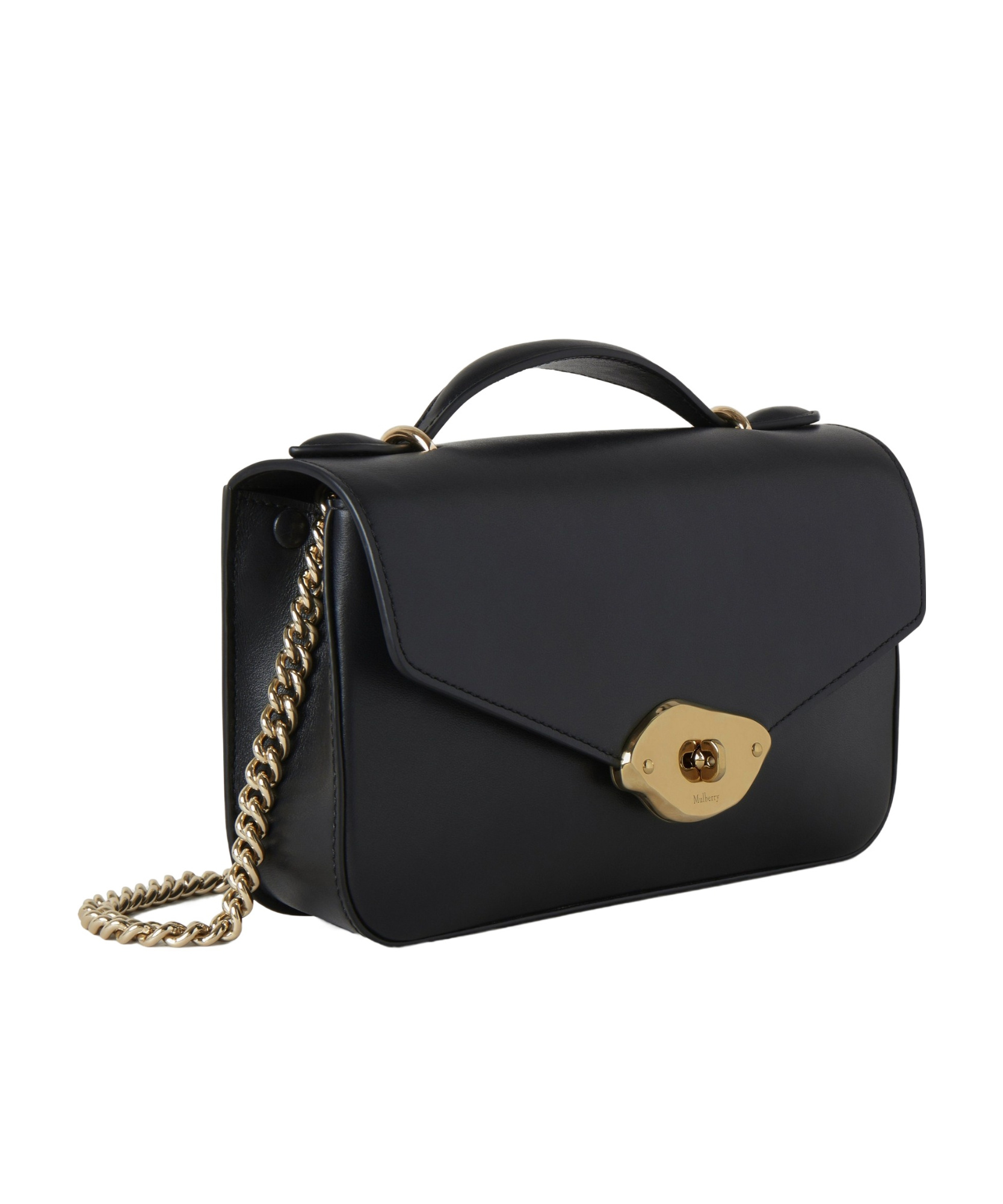 Mulberry Lana Day High Gloss Leather Top Handle Bag In Black