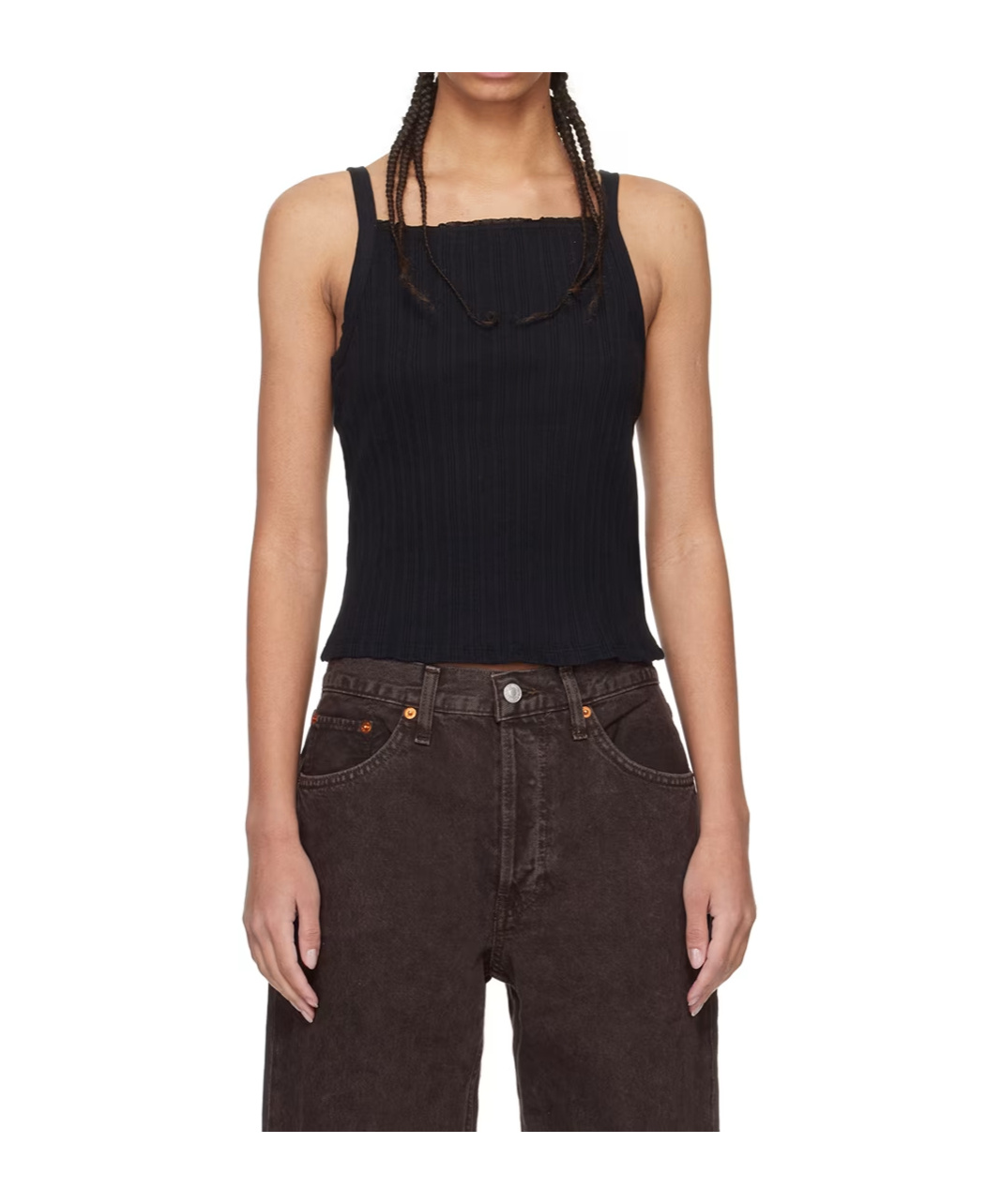 Re/done X Hanes Ribbed Jersey Sling In Black