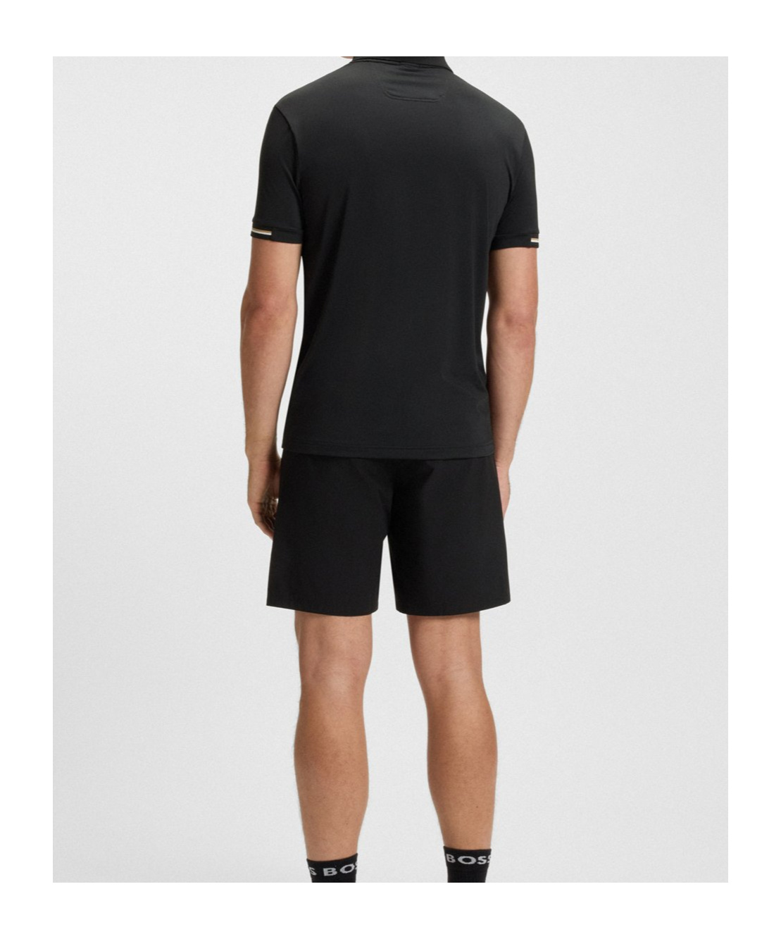 Hugo Boss Boss  Modern Placket Stretch Mesh Polo Shirt In Black