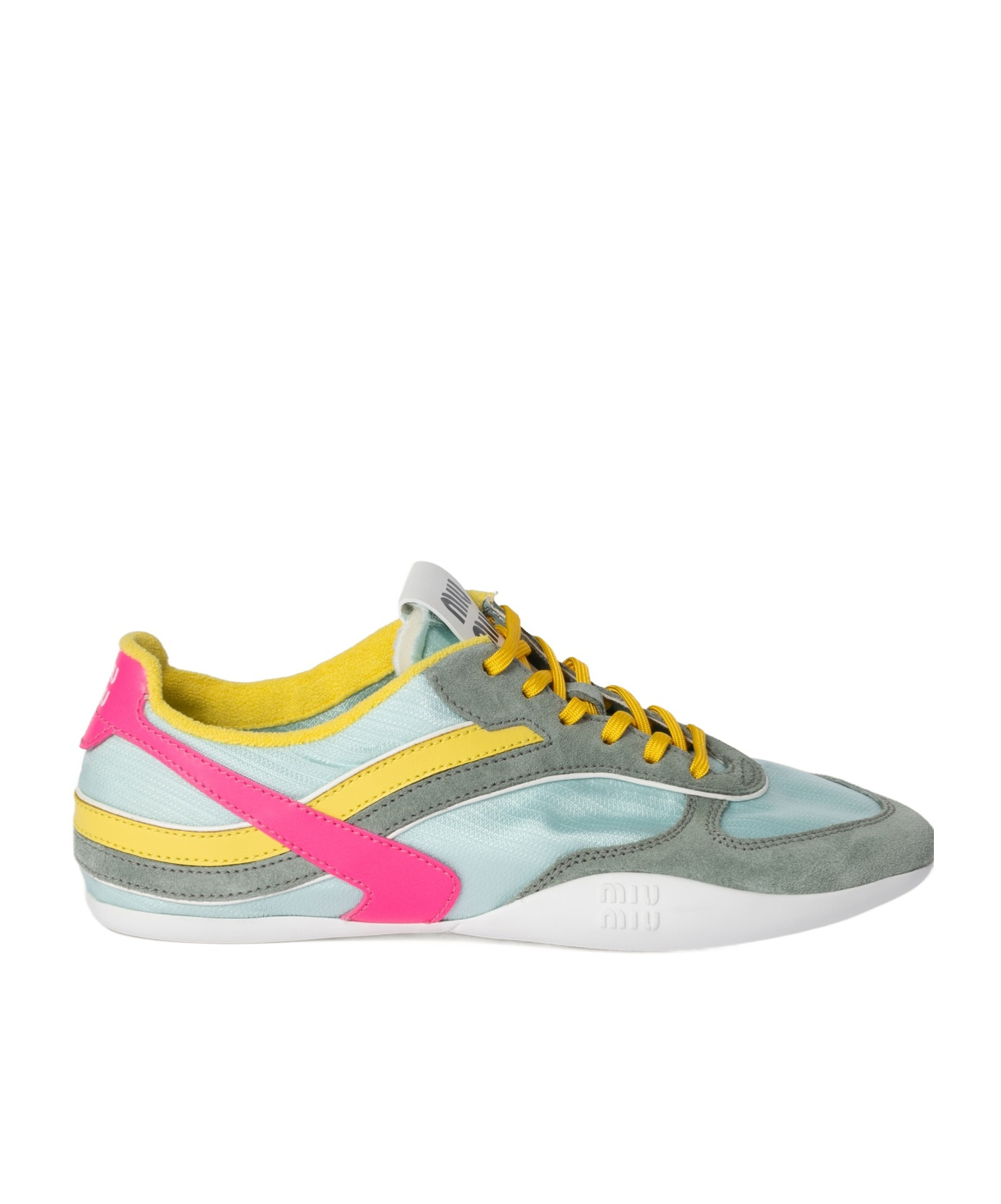 Miu Miu Gymnasium Tech-nylon And Suede Sneakers In Fennel/fuchsia