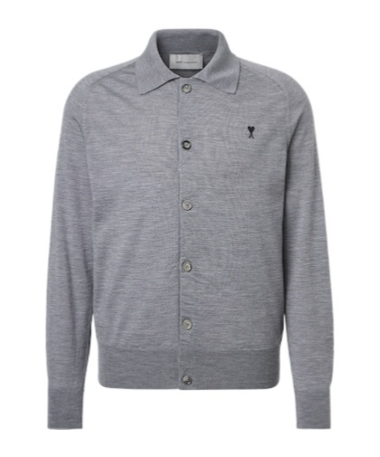Ami Alexandre Mattiussi Wool Cardigan In Gray