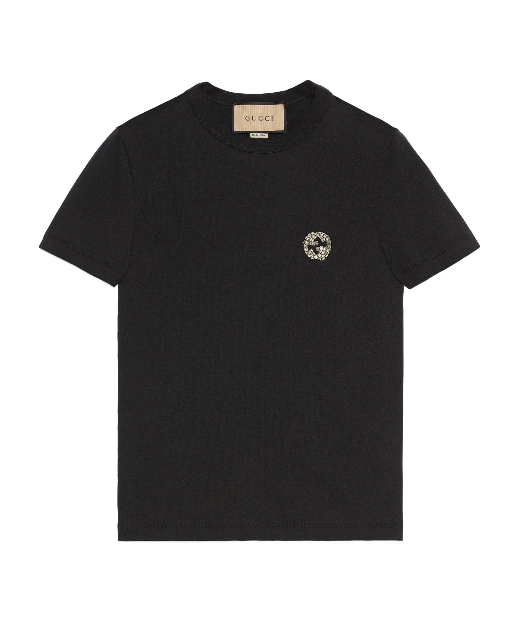 Gucci Crystal-interlocking G T-shirt In Black