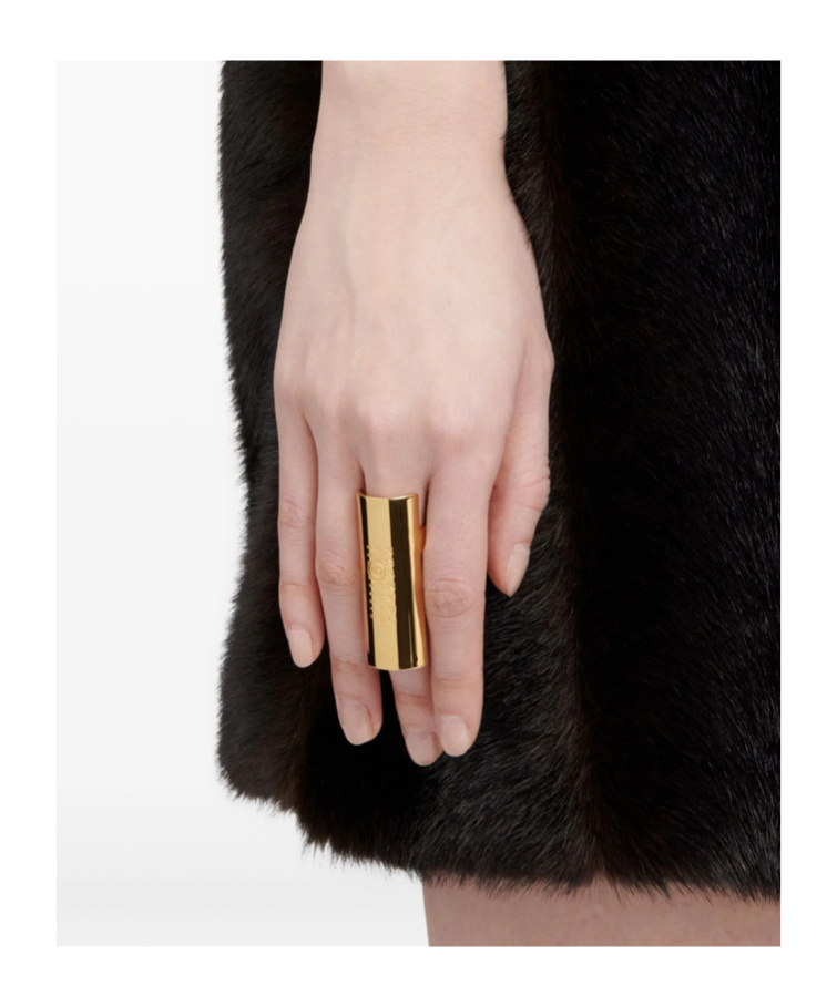 Mm6 Maison Margiela Engraved Open-band Ring In Gold