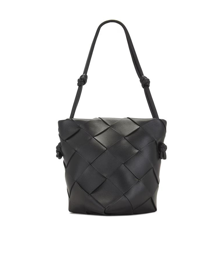 Bottega Veneta Intreciato Knitted Mini Shoulder Bag In Black