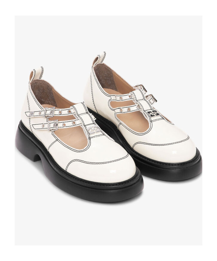 Ganni Off-white Mary Jane Loafers In White