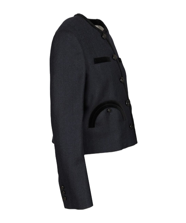 Blazé Milano Maine Shamo Velvet-trimmed Wool Jacket In Blue