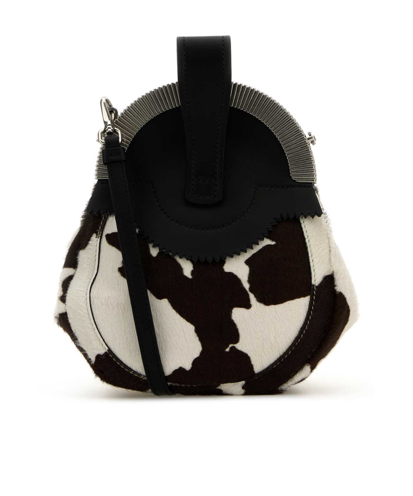 Prada Women Printed Calf Hair Clutch In Bianco/nero