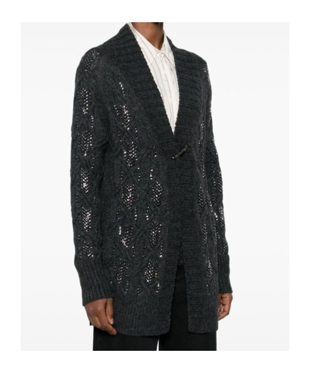 Ermanno Scervino Cable-knit Cardigan In Black