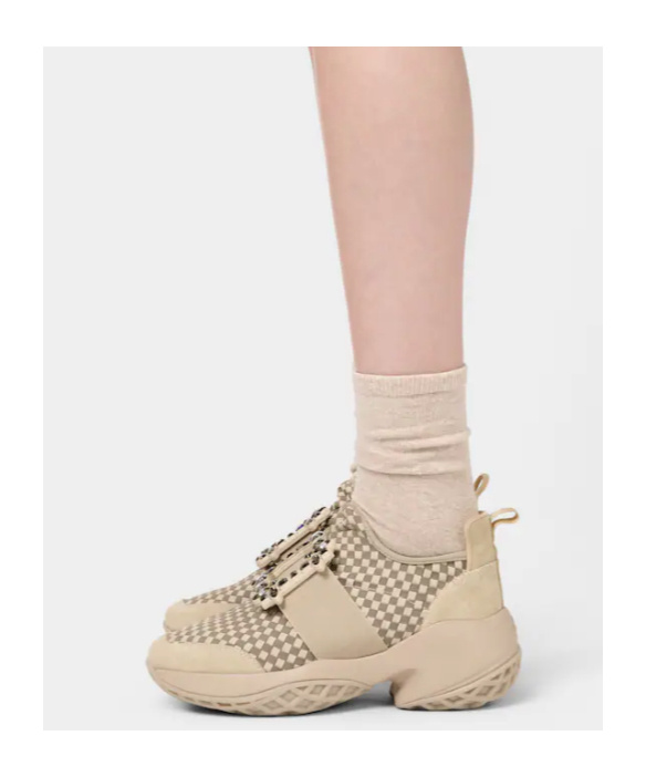 Roger Vivier Viv' Run Sneakers In Fabric In Neutral