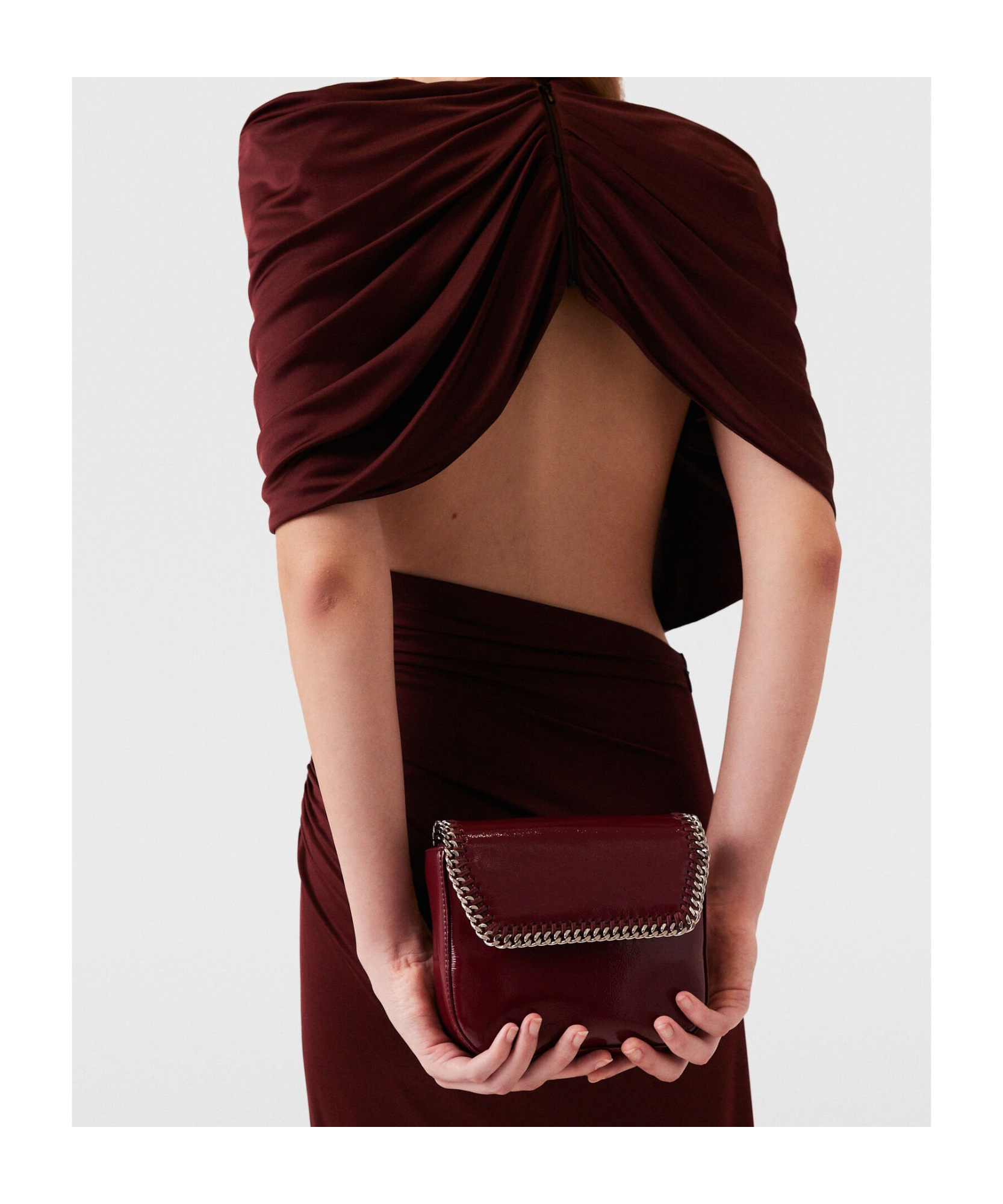 Stella Mccartney Draped Cape Gown Open Back In Brown