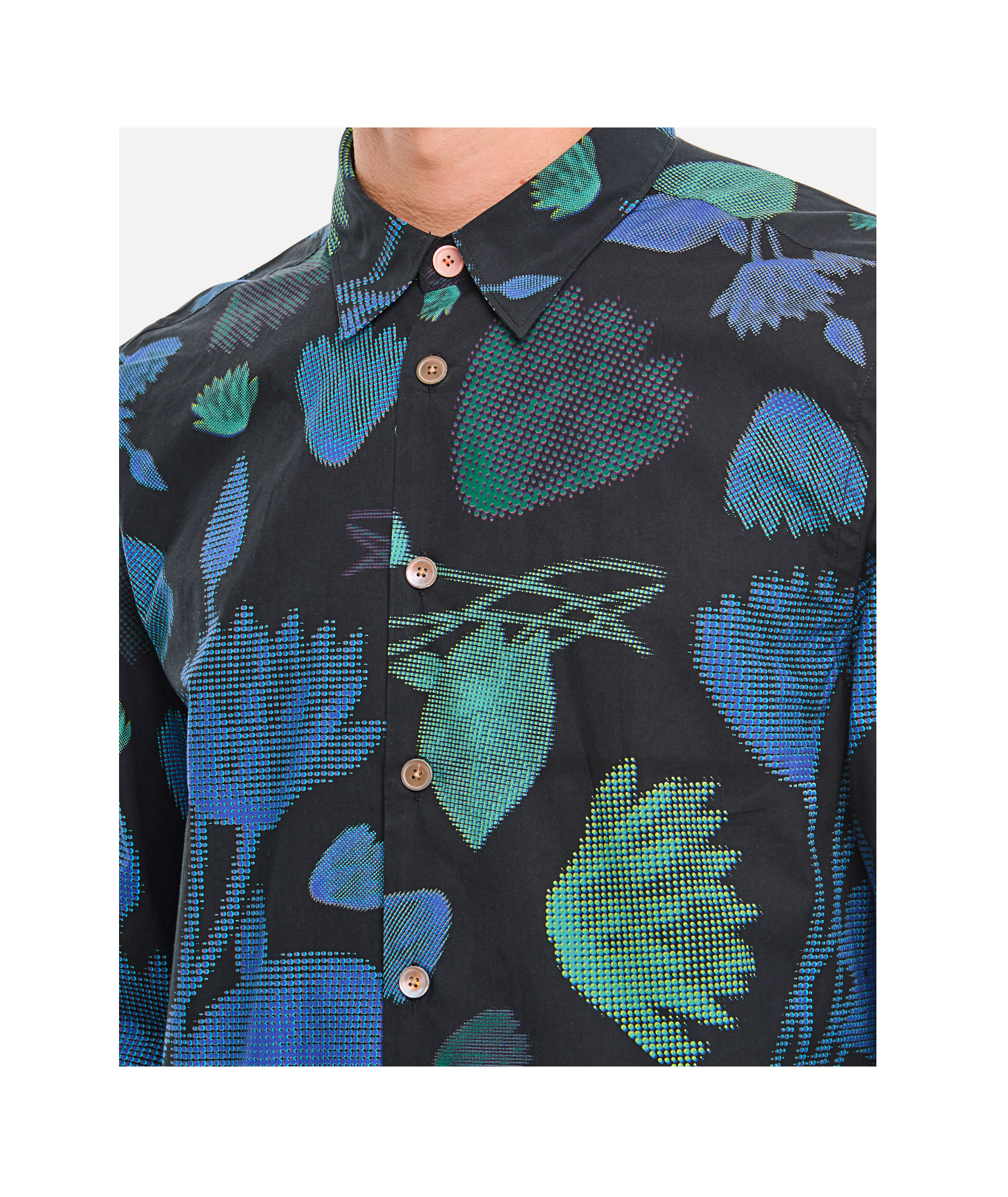 PAUL SMITH HALF-TONE-FLORAL-PRINT COTTON SHIRT