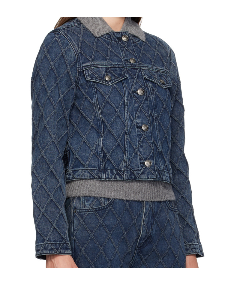 Rag & Bone Blue Cora Quilted Denim Jacket In Blue