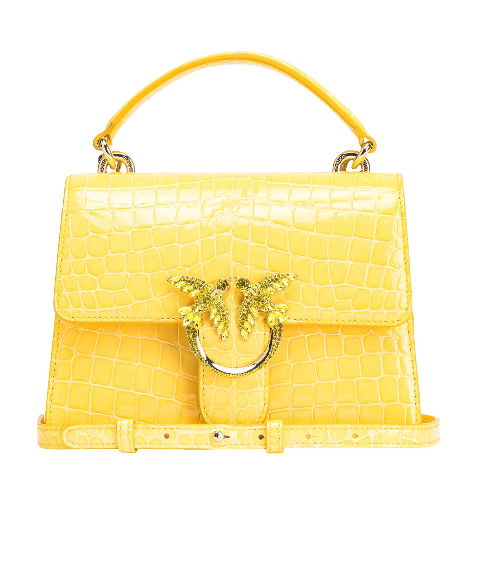 Pinko Adjustable Strap Shoulder Bag In Yellow