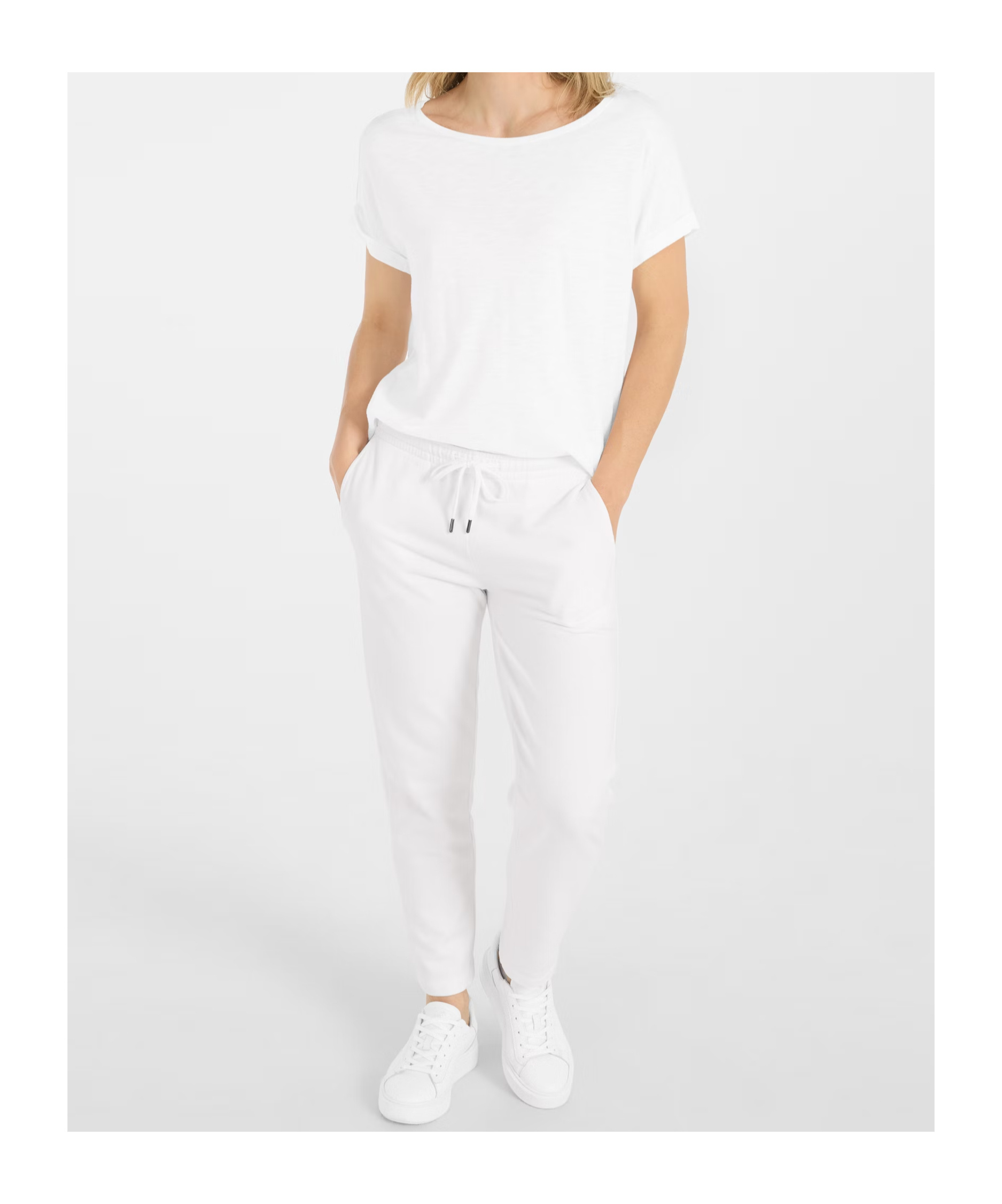 Juvia Drawstring Waist Casual Pants In White