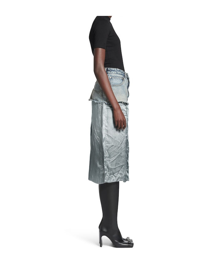 BALENCIAGA WOMEN'S RIPPED OFF SKIRT IN LIGHT BLUE 