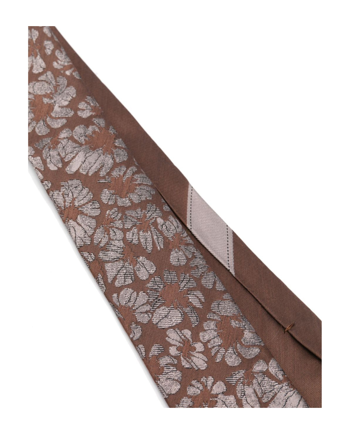 Dries Van Noten Brown Printed Silk Tie