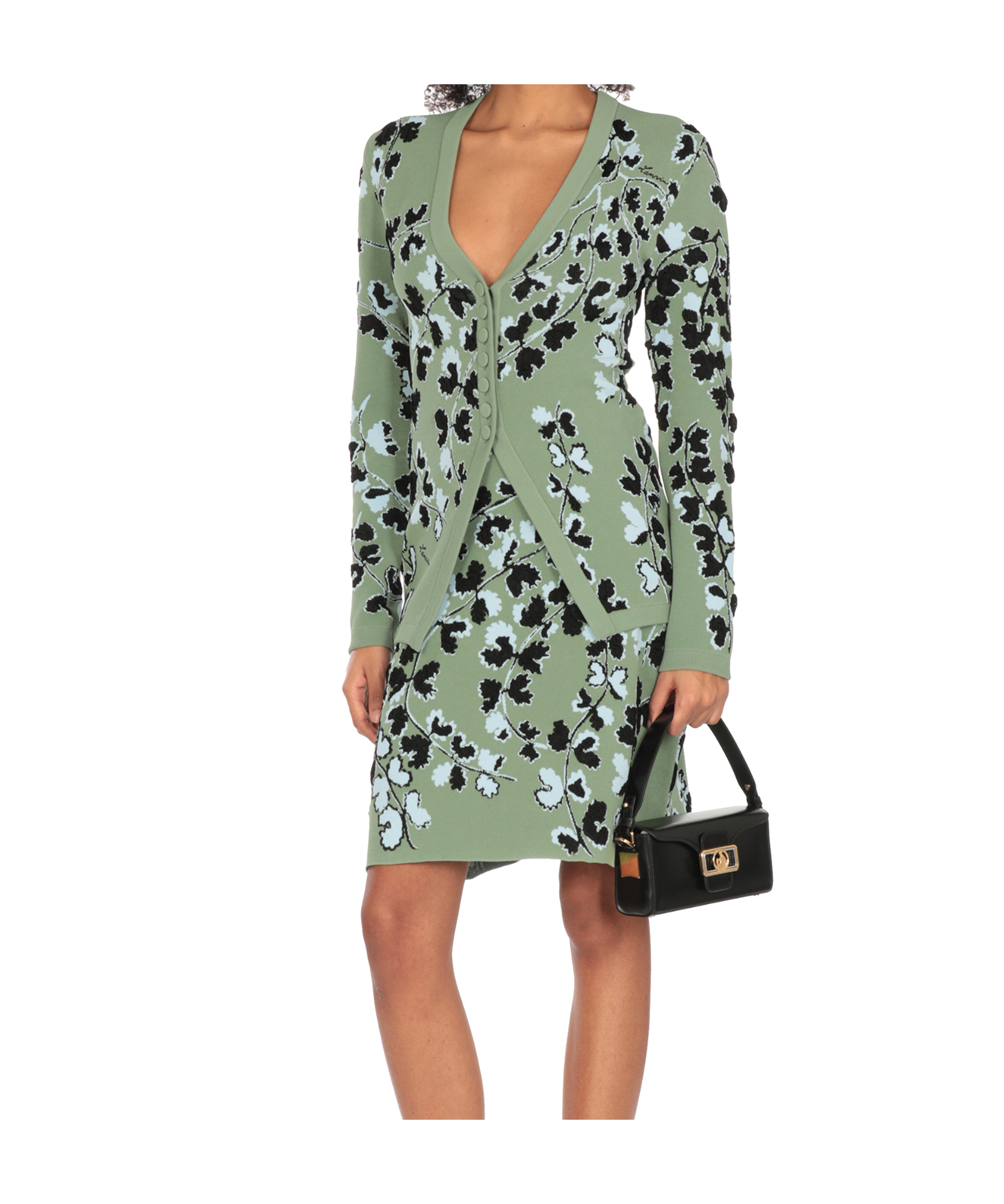 Lanvin Floral Pattern Buttoned Cardigan In Gray