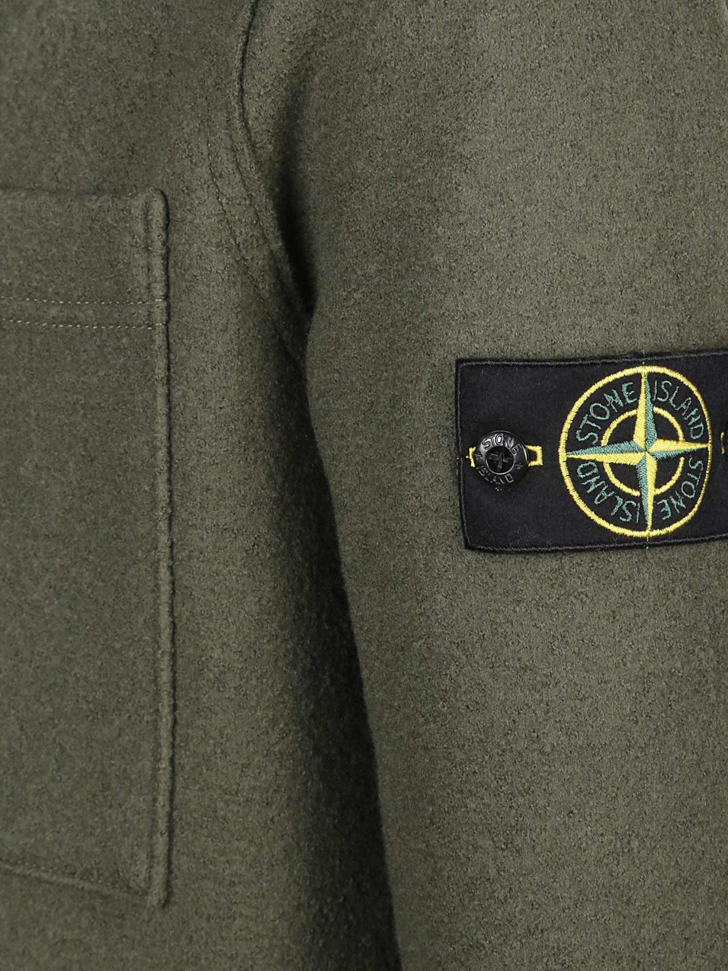 Stone Island Men's Wool Blend Snap Front Overshirt In Green