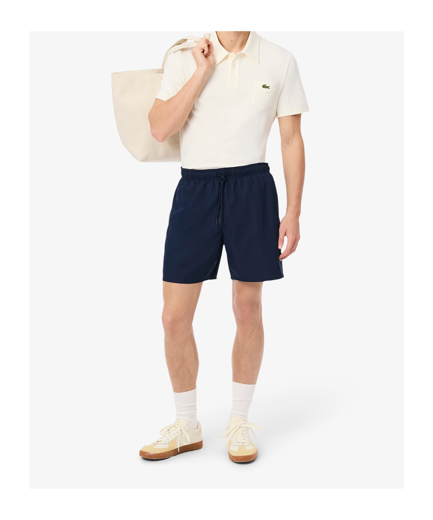 Shop Lacoste Monochrome Swim Shorts In Navy Blue/green