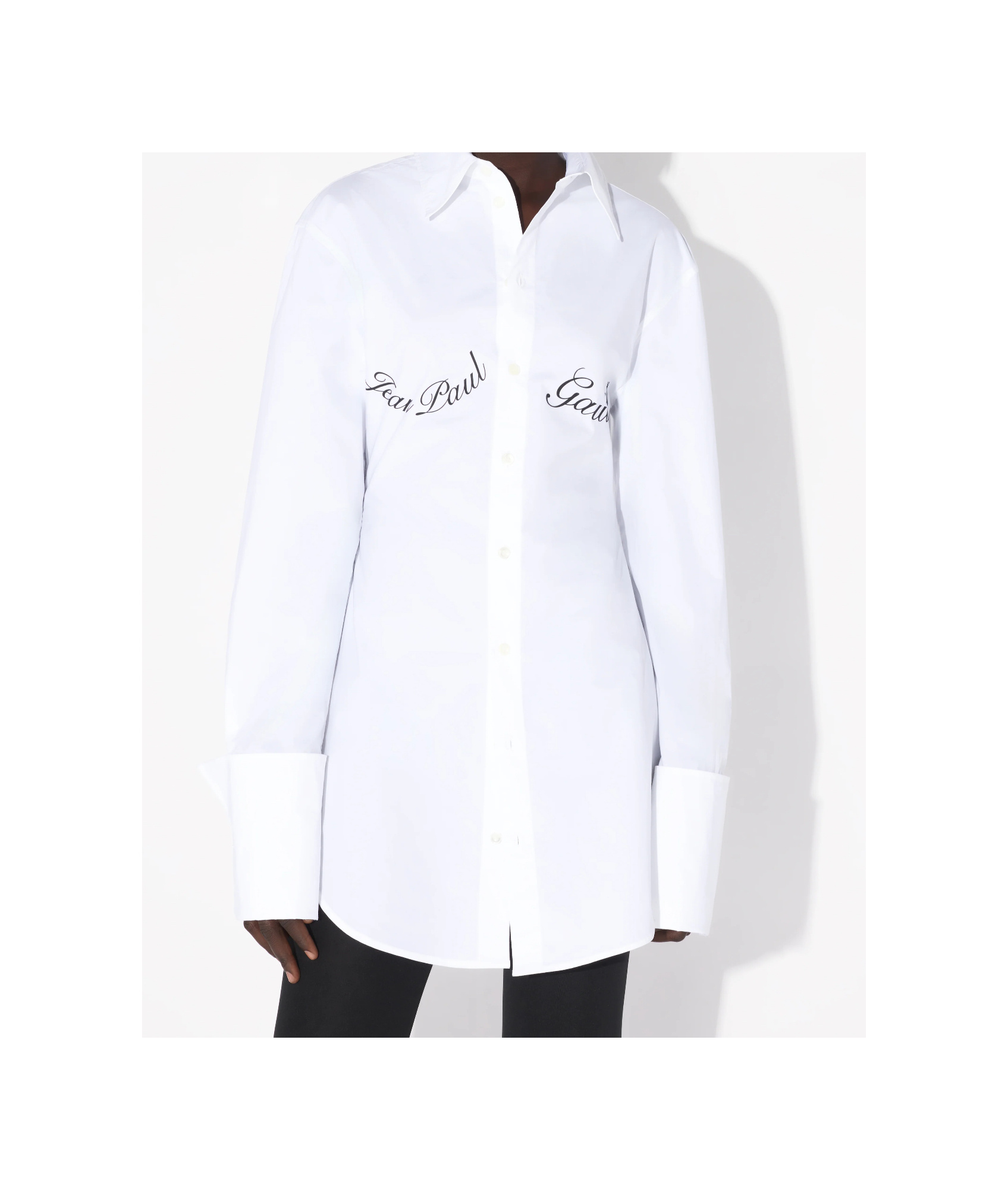 Jean Paul Gaultier White Poplin Shirt With Underboob Print In White