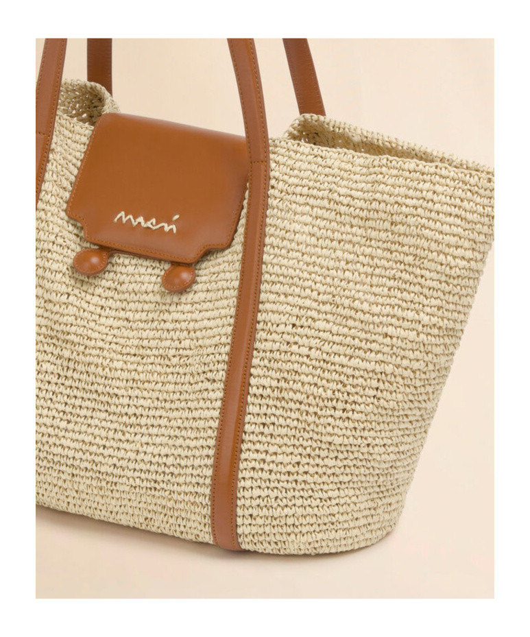 Marni Medium Natural Raffia-effect Trunkaroo Beach Bag In Natural Color
