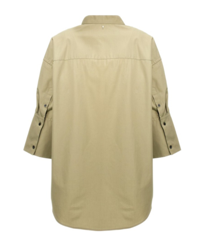 Ami Alexandre Mattiussi Ami Button-up Curved Hem Shirt In Nude