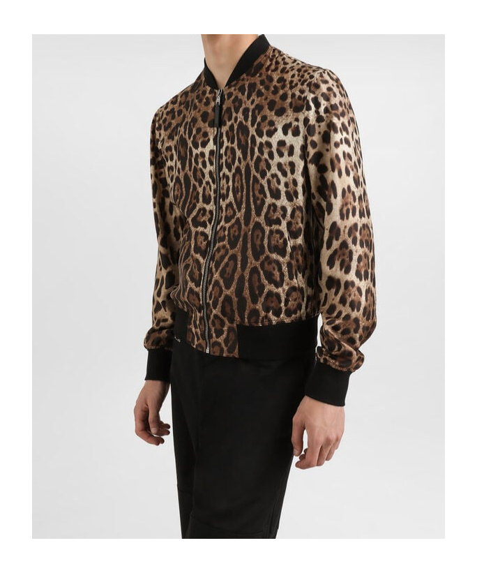 Dolce & Gabbana Leopard-print Bomber Jacket In Black