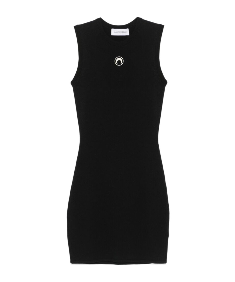 Marine Serre Moon Logo Knit Mini Dress In Black