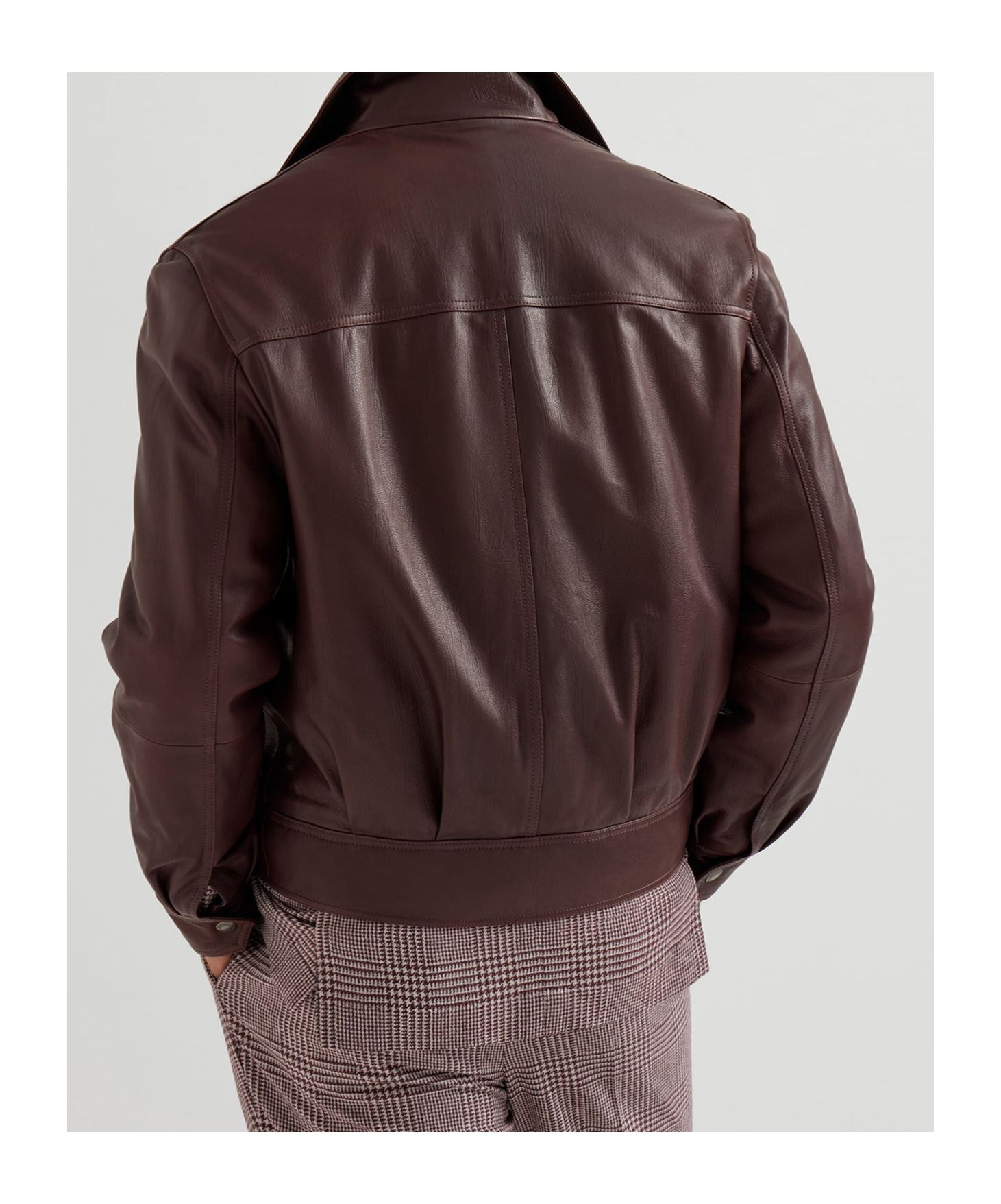 Brunello Cucinelli Zip-fastening Leather Jacket In Burgundy