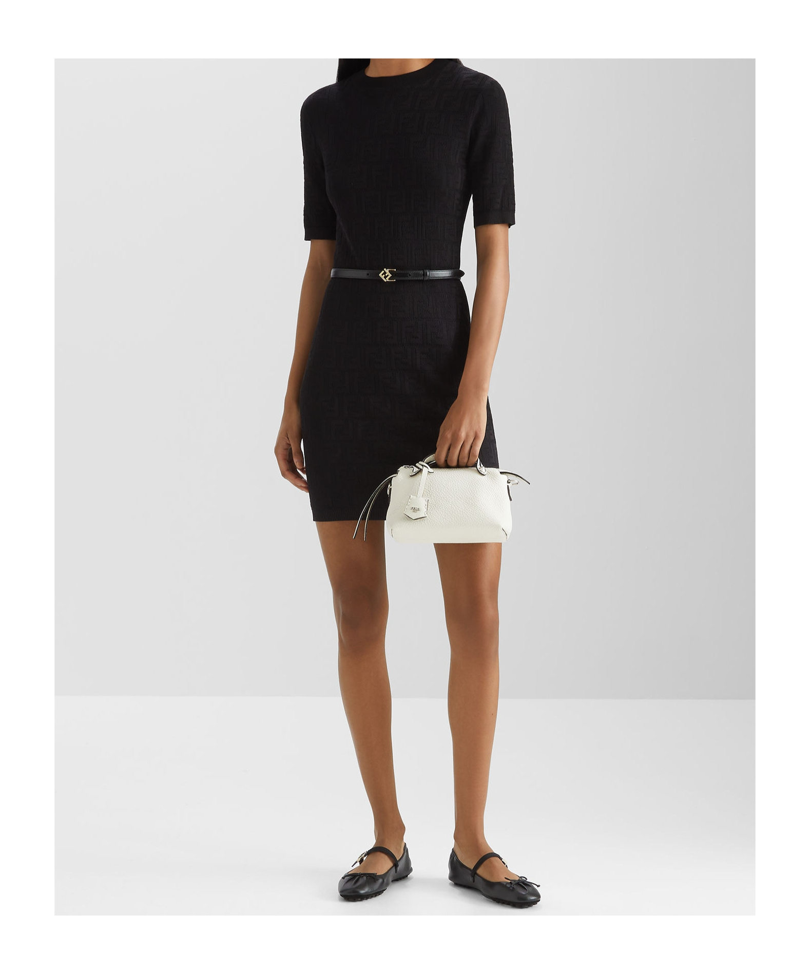 Fendi Ballerina With Ff Baguette Pattern In Black