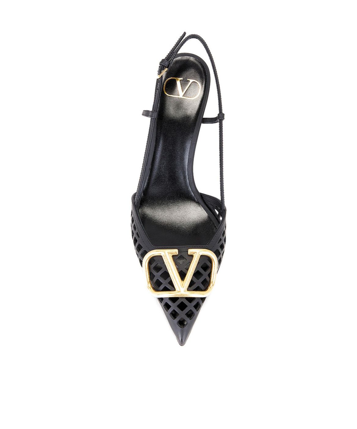 Valentino Garavani Woven Buffed Nappa Leather Pump With Ankle Strap And Logo Hardware In Black