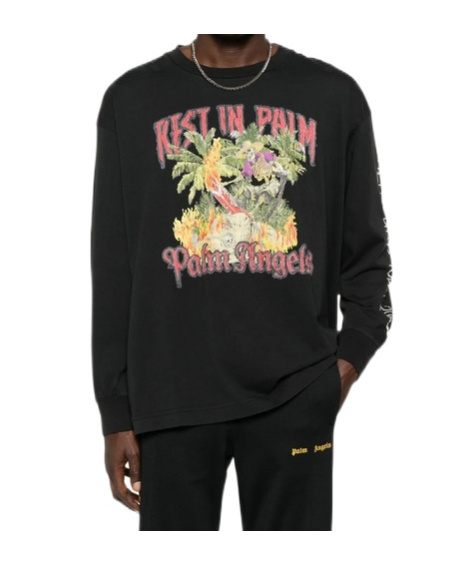 Palm Angels Rest And Relax Graphic Cotton T-shirt In Black
