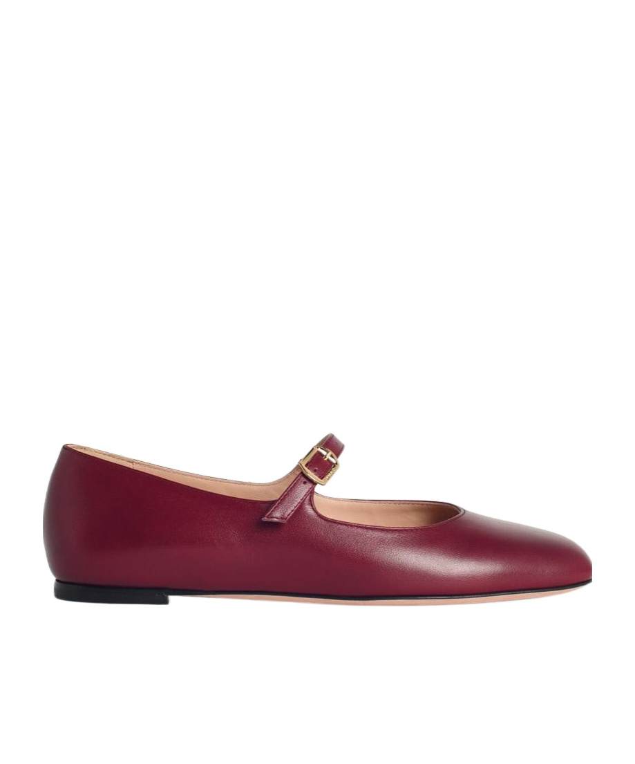 Bally Round Toe Leather Ballet Flats In Red