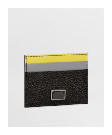 Dolce & Gabbana Dauphine Card Holder In Black And Yellow