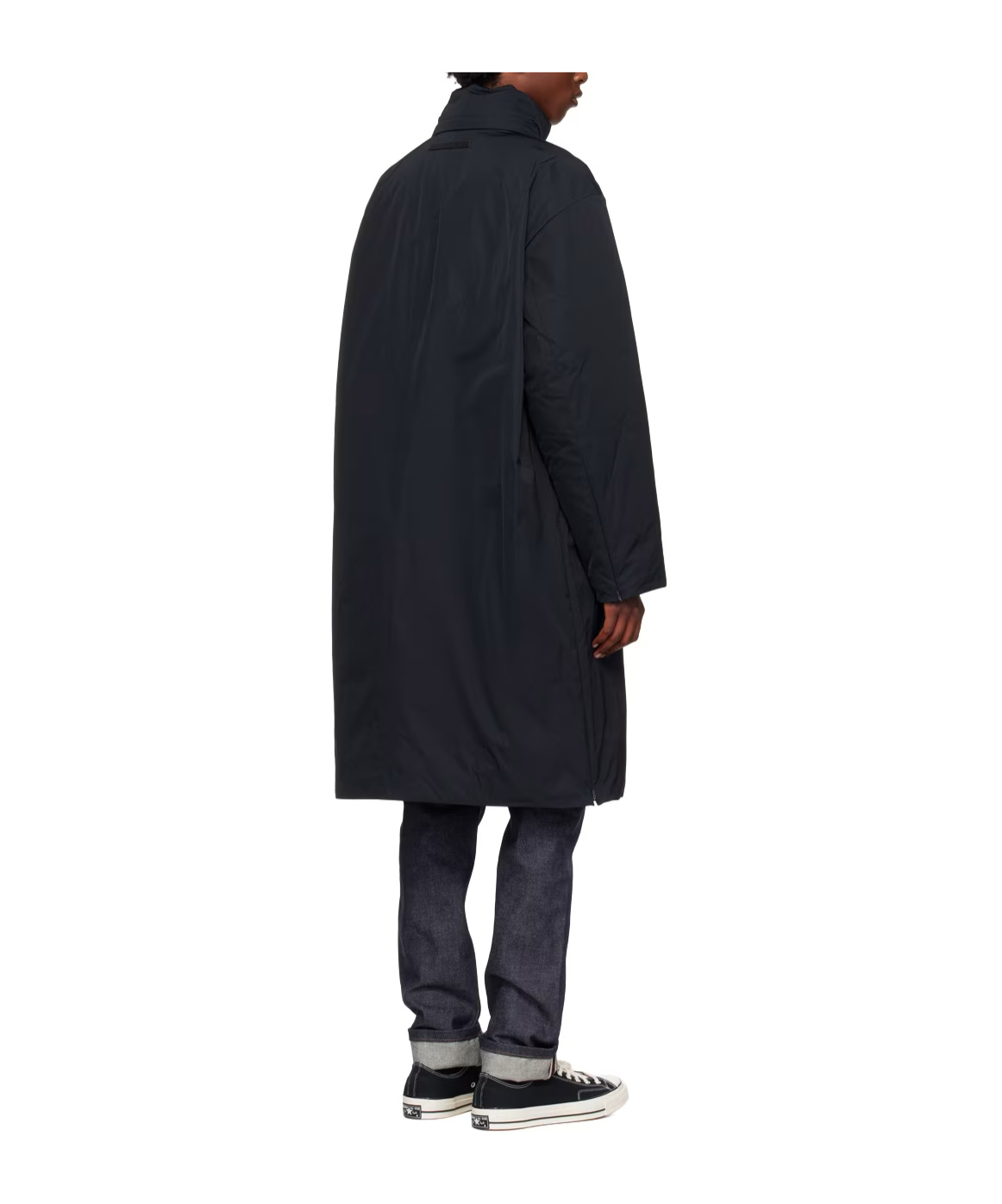 Calvin Klein Stand-collar Long-sleeved Down Jacket In Black