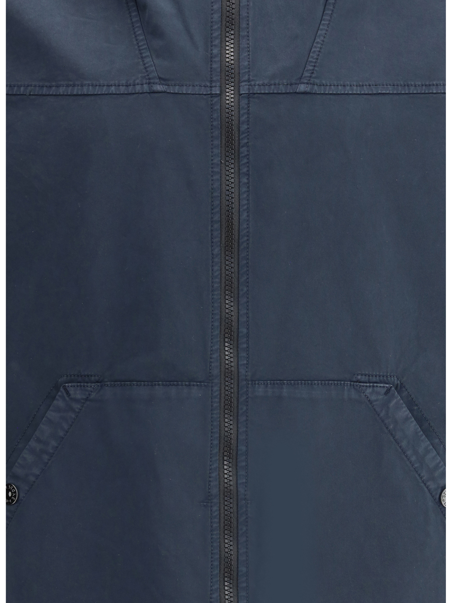 Stone Island Logo Patch Zip-up Jacket In Blue