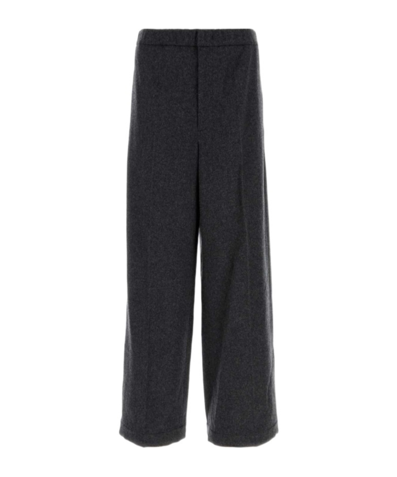 Jil Sander Flannel Pant With Wide Leg And Back Pockets In Black
