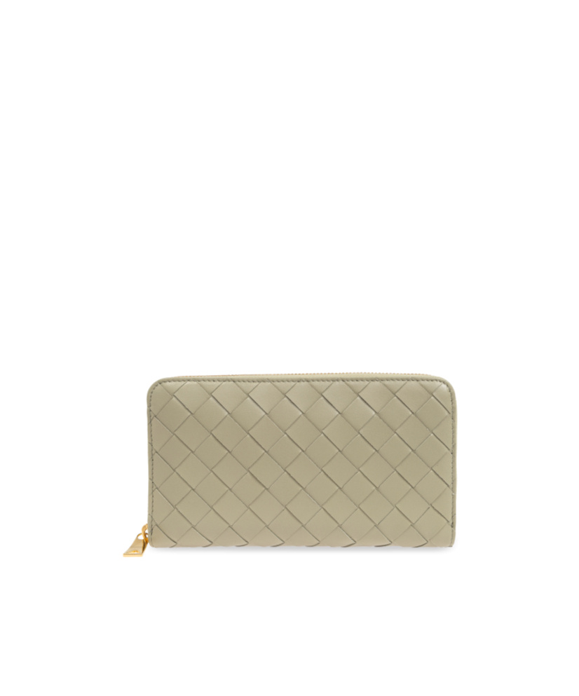 Bottega Veneta Intreciato Knitting Wallet In Nude