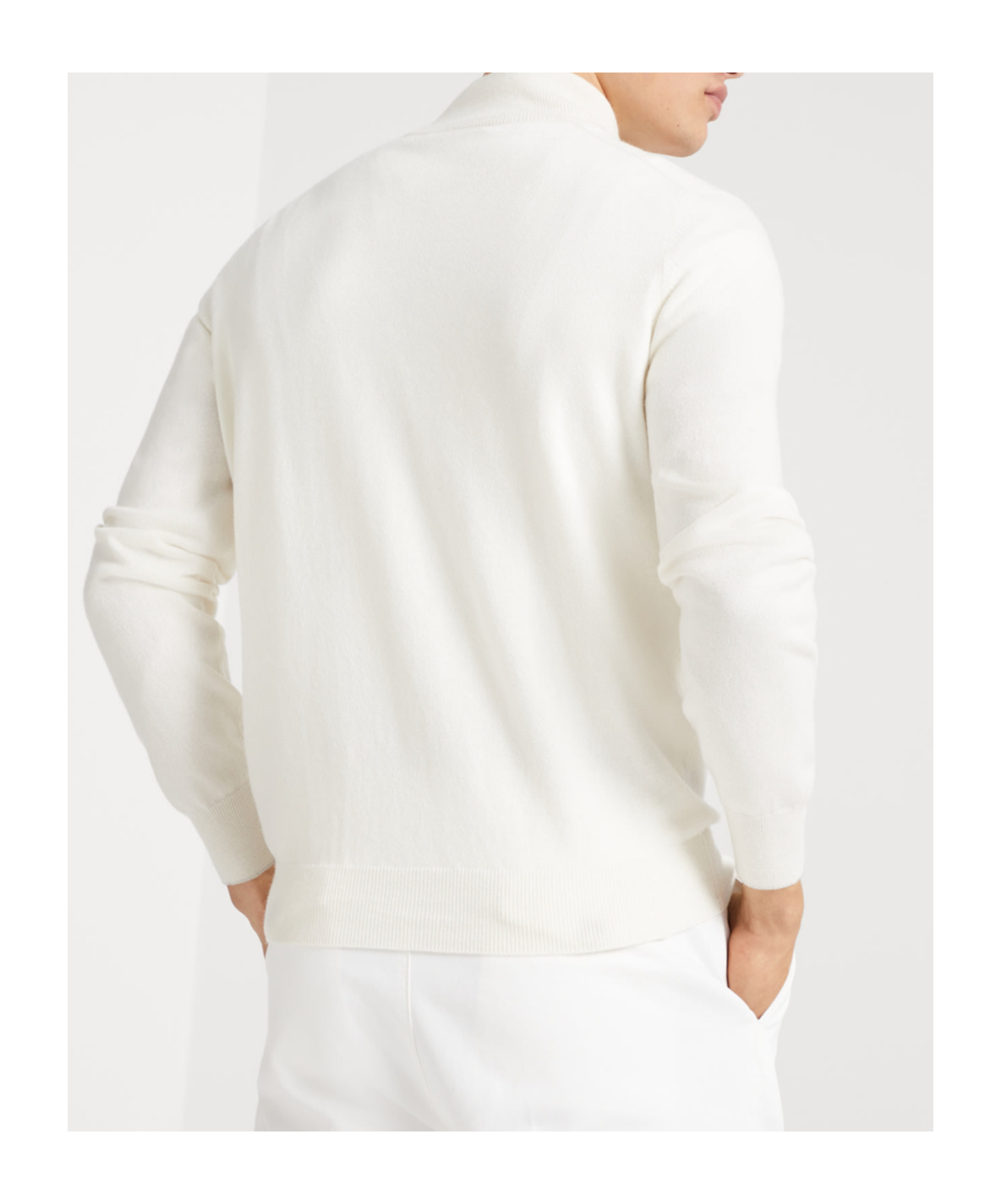 Brunello Cucinelli Funnel-neck Cashmere Polo Shirt In White