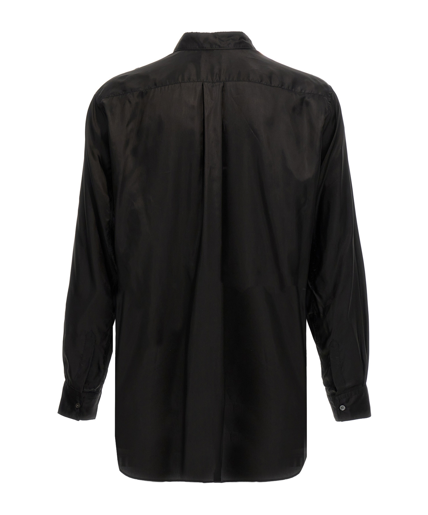 Comme Des Garçons Collared Shirt With Curved Hem And Pocket In Black