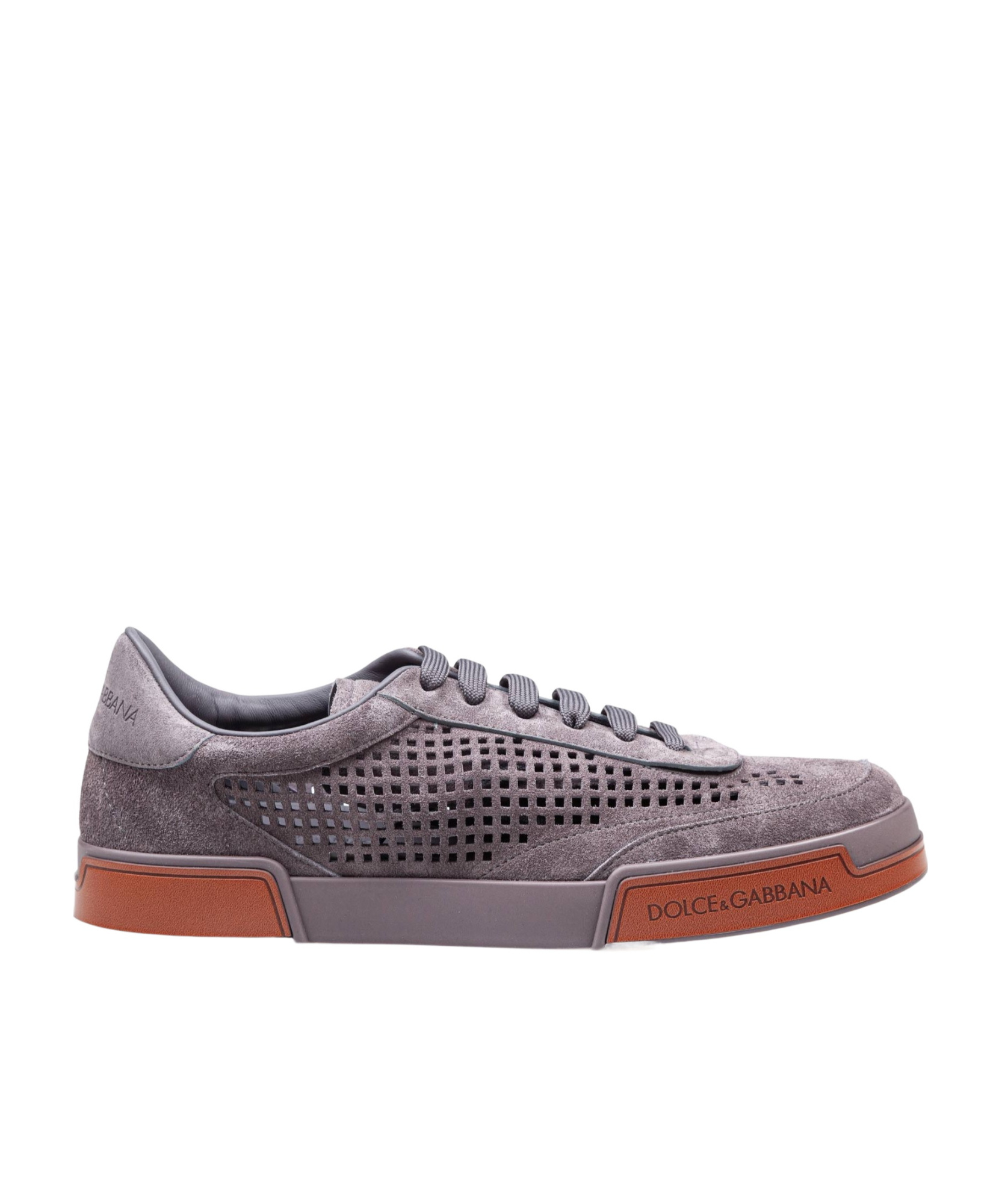 Dolce & Gabbana Portofino Yacht Perforated Distressed Suede Sneakers In Gray