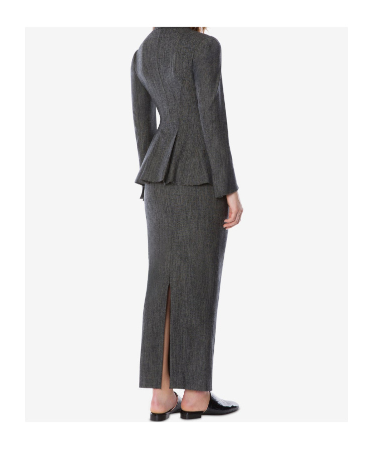 Alberta Ferretti Stretch Wool Long Skirt In Gray