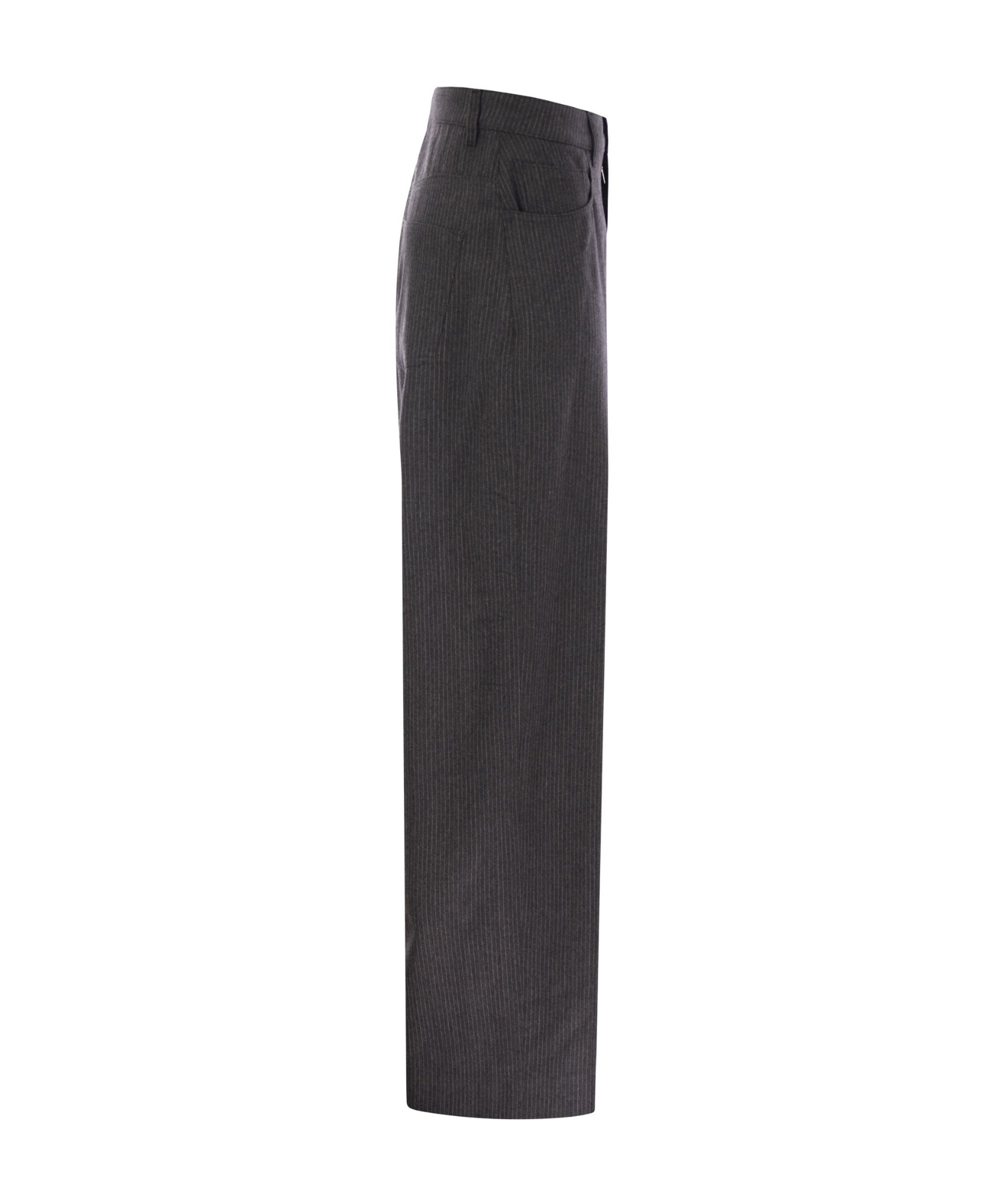 Fabiana Filippi 5-pocket Virgin Wool Pinstripe Trousers In Black