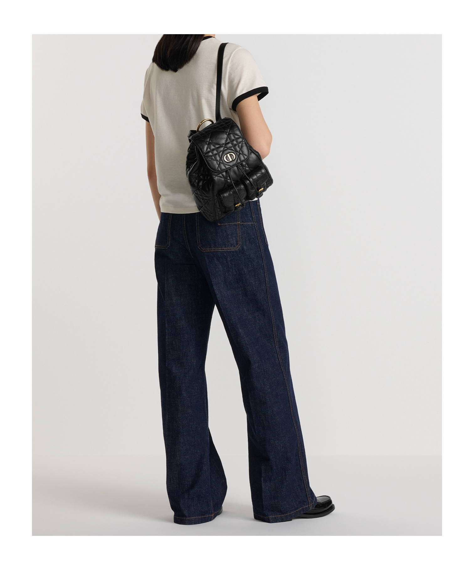 Dior Medium Caro Backpack In Black