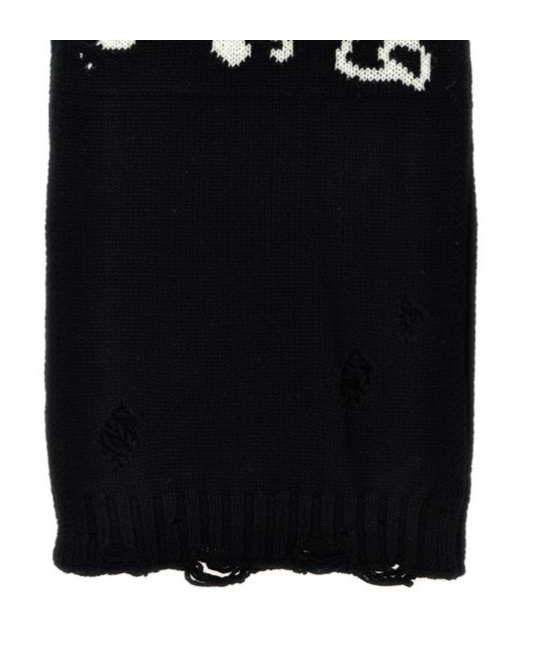 Shop Mm6 Maison Margiela Numbers-motif Virgin Wool Scarf In Black
