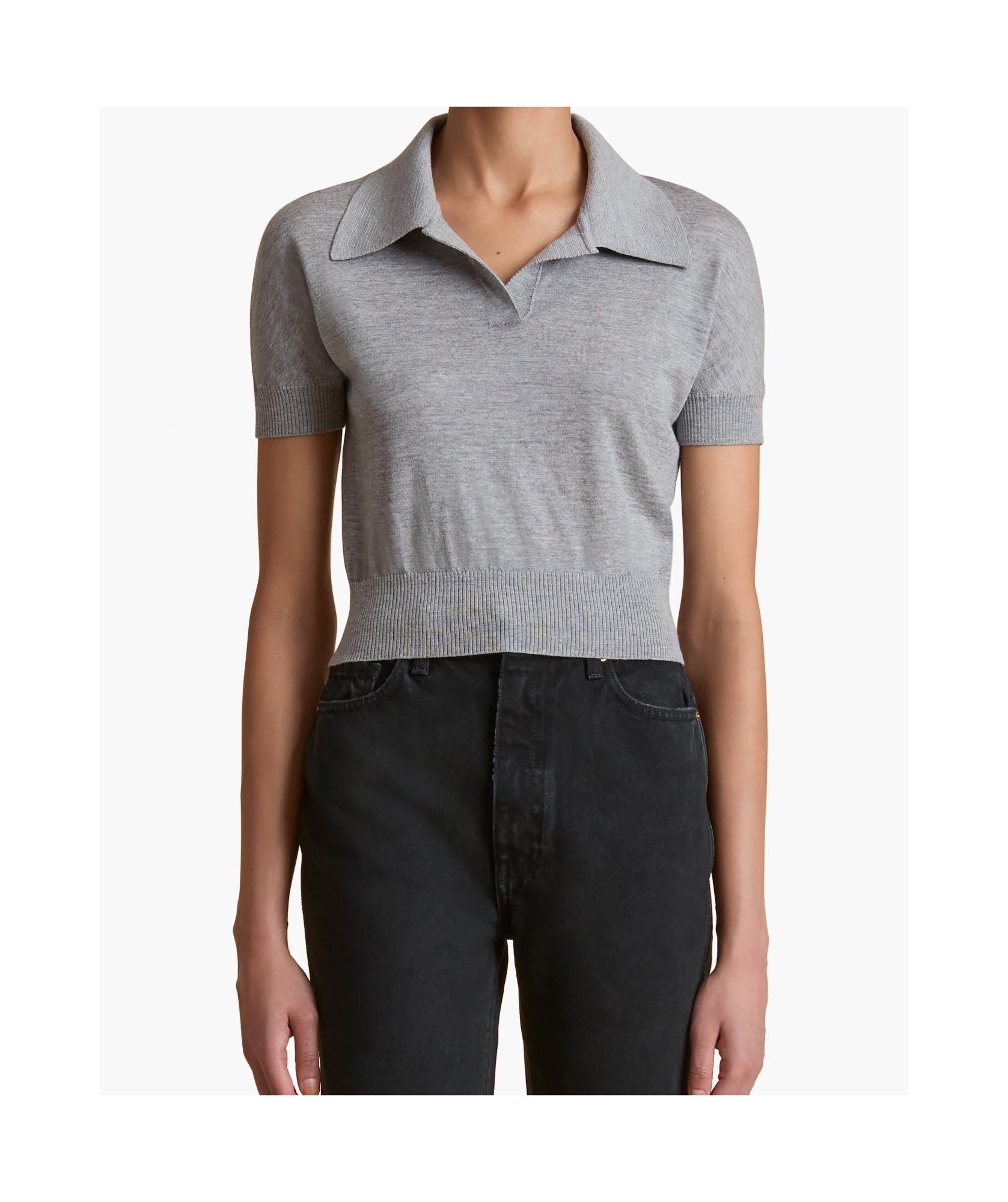 Khaite Morgane Poloshirt In Gray